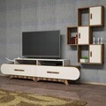Comoda TV, Hommy Craft, Flora S, 205x50x36.8 cm, Maro/Crem