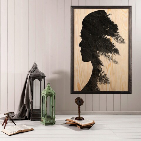 Tablou decorativ, Pine Woman XL, Lemn, Lemn, Multicolor Bystag