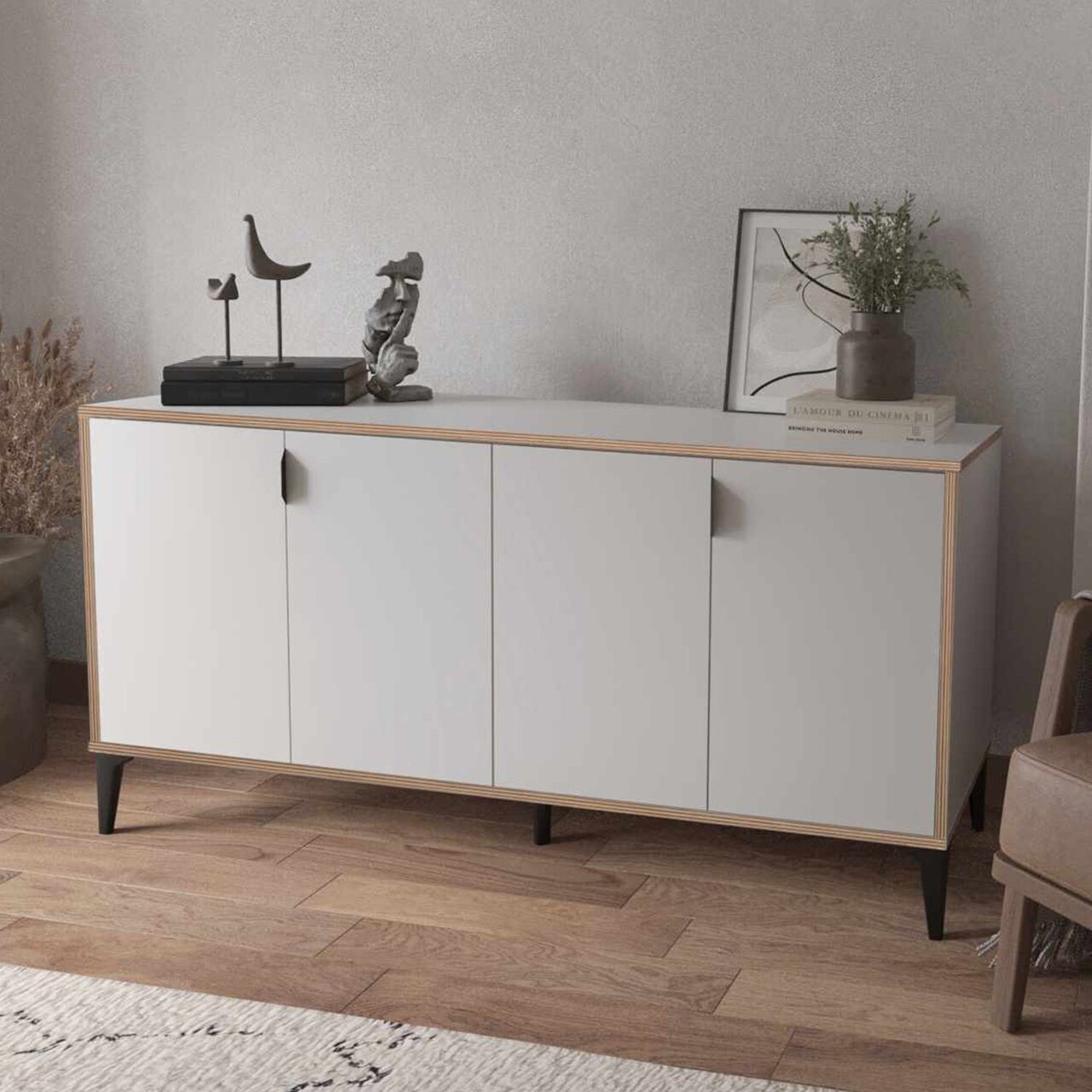 Bufet, Hanah Home, Arden, 160x80x44 cm, Alb - imagine 3