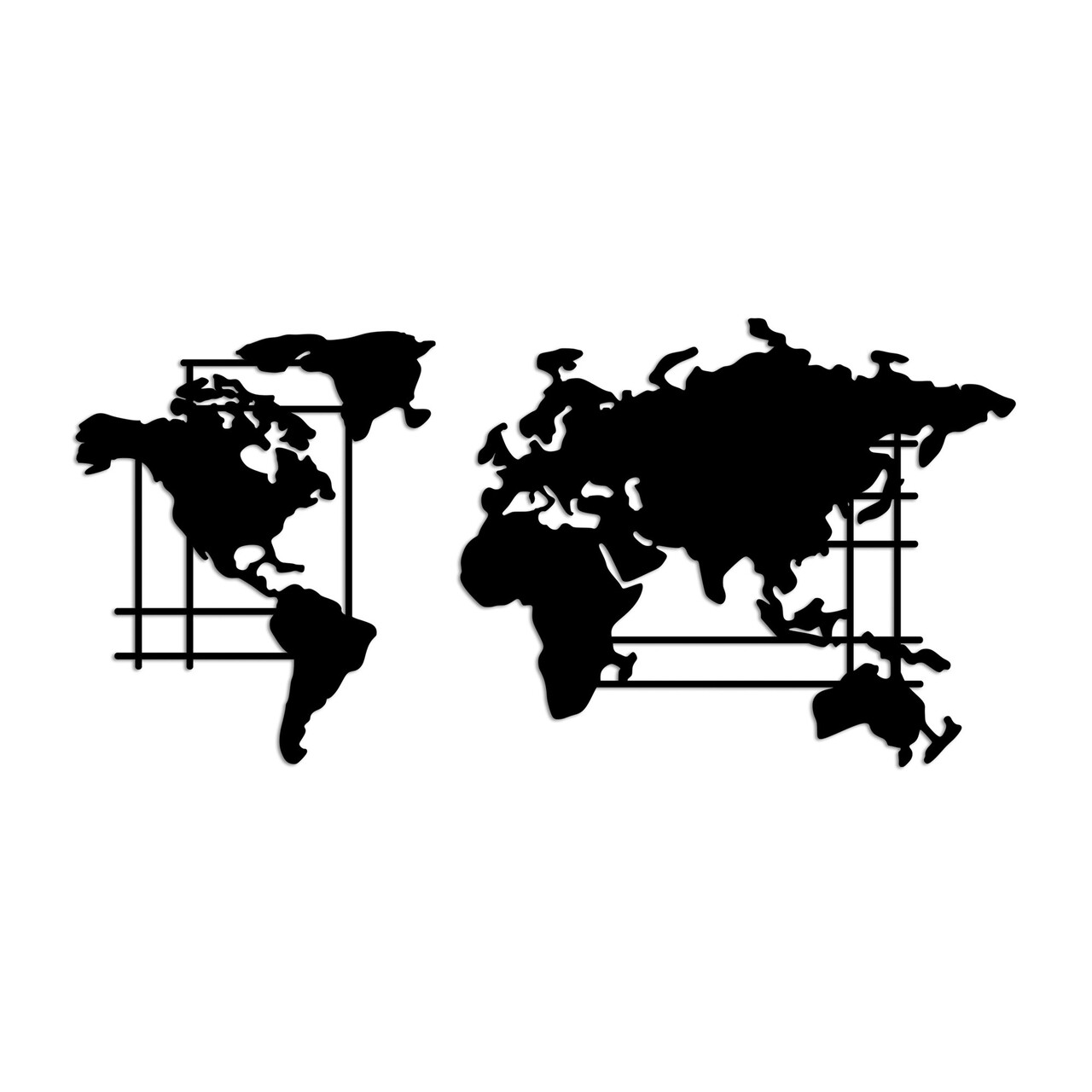 Decoratiune de perete, World Map, Dimensiune: 120 x 56 cm, Negru - view 5