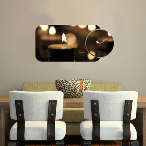 Set ceas si tablou decorativ, yms-38, mdf , dimensiune: 68 x 32 cm, multicolor