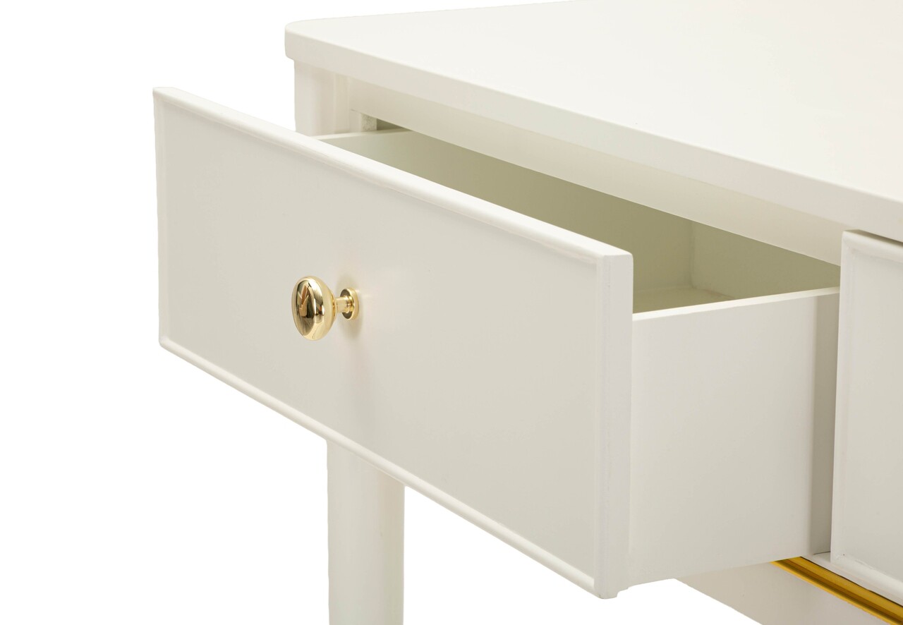 Consola, Mauro Ferretti, Camille, 101x37x78 cm, lemn de pin, alb/auriu - imagine 2