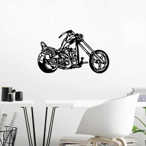 Decoratiune de perete, motorcycle, metal, dimensiune: 70 x 44 cm, negru