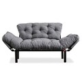 Canapea extensibila 2 locuri PWF-0018, Pakoworld, 155x73x85 cm, metal/textil, negru/gri