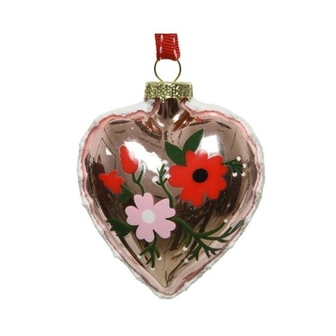 Poza Set 2 globuri Heart glass flower, Decoris, Ã˜8 cm, sticla, multicolor