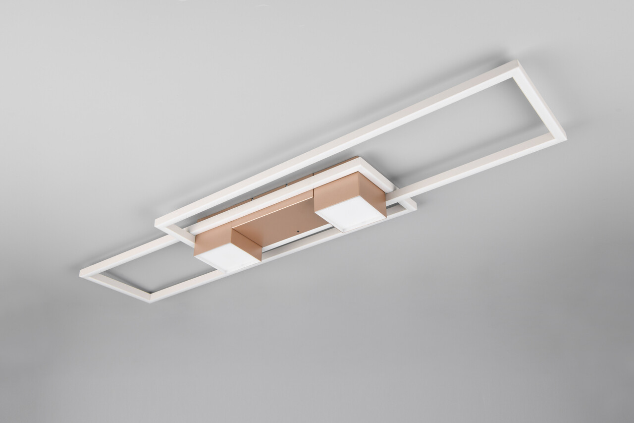 Plafoniera Albany, TRIO, 100x28x8 cm, 37W, 1x SMD, aluminiu, maro/alb - 2 | YEO