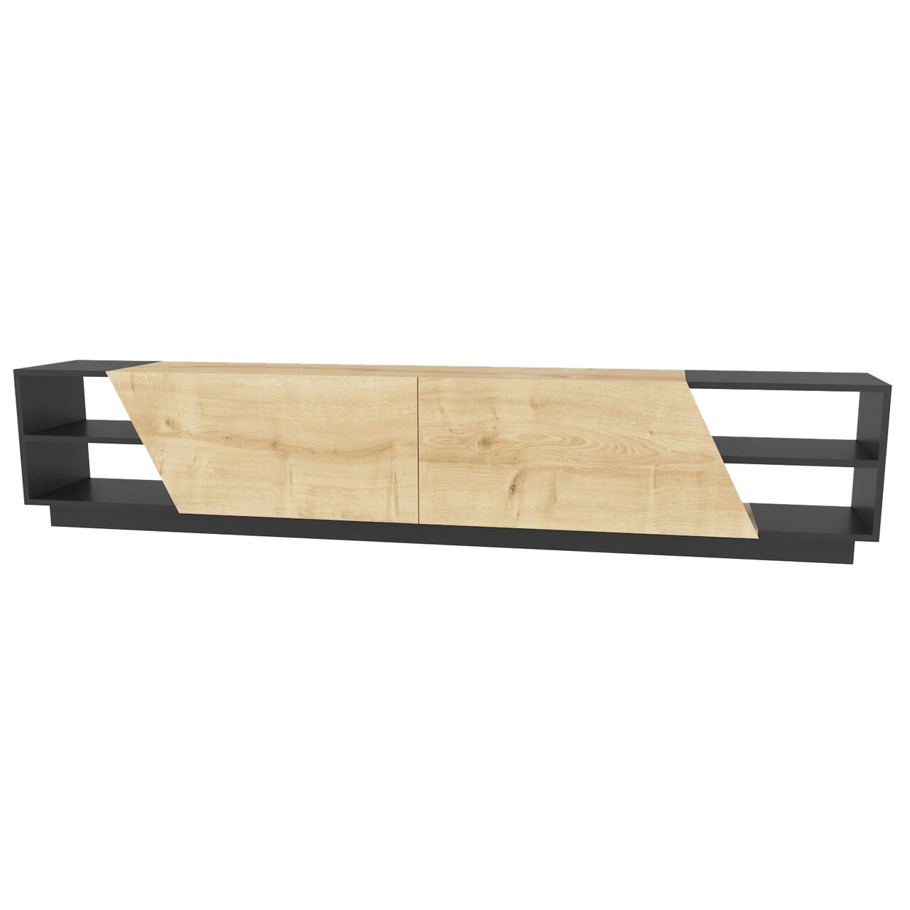 Comoda TV, Hanah Home, Rhodes, 240x37.1x47.4 cm, Antracit / Stejar - imagine 7