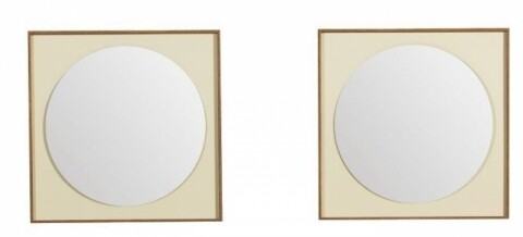 Oglinda dubla Circle, Heinner, 60 x 10 x 60 cm, MDF/sticla, crem/maro Heinner