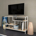 Comoda TV, Retricy, Robbins, 120x39x75 cm, PAL, Stejar alb