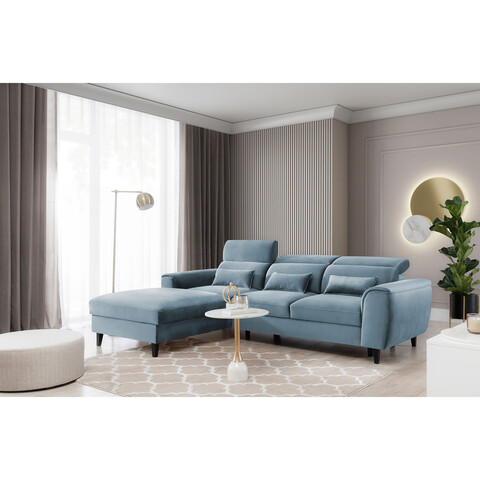 Coltar extensibil stanga 4 locuri ELTAP, Foble, 267x196x100 cm, lemn/poliester, albastru deschis