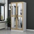 Dulap pentru haine, Minerva, Kale Mirror Walnut, 90x190x52 cm, PAL, Maro
