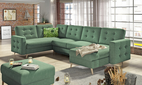 Coltar extensibil reversibil 5 locuri ELTAP, AsdU-11, Asgard, 326x202x93 cm, lemn/poliester, verde