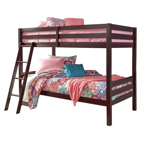 Set 2 paturi suprapuse cu somiere pentru copii, 96 x 189 cm, Lenny, L.203 l.108 H.156, lemn masiv de pin/mdf furniruit, maro