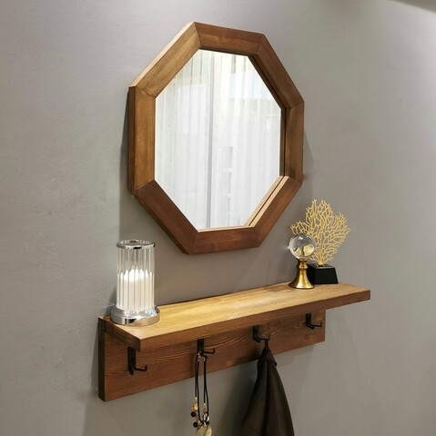 Set oglinda si cuier V104, Neostill, 60 cm/80 x 18 cm, walnut mezoni.ro imagine noua 2022