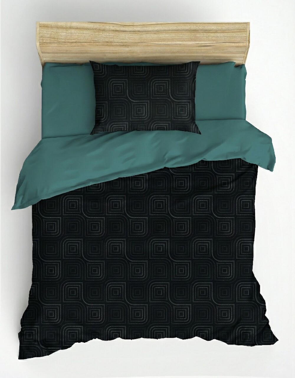 Lenjerie de pat pentru o persoana Single XXL (DE), L'essentiel Maison, Noche, Albastru petrol - imagine 3