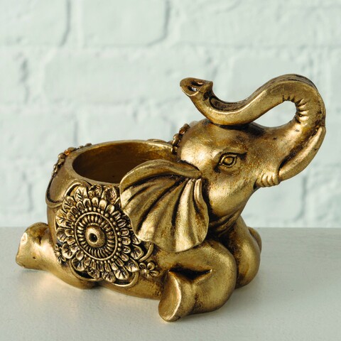 Suport pentru lumanari Elephant Tromina V2, Boltze, 12x8x10 cm, polirasina