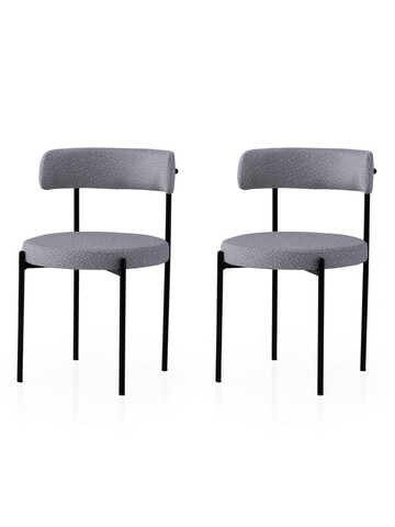 Set scaune 2 piese, Nmobb, Gını, Negru / Gri închis