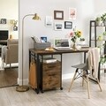 Birou, Vasagle, 140 x 60 x 75 cm, PAL/otel, maro rustic