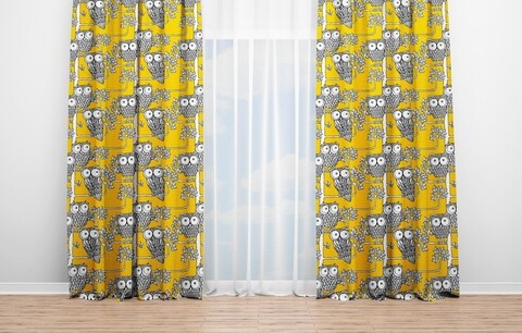 Draperie Owl, Oyo Kids, 140×240 cm, poliester, galben 140x240
