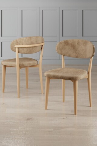 Set scaune 6 piese, Hanah Home, Onex, Cappuccino / Lemn natural