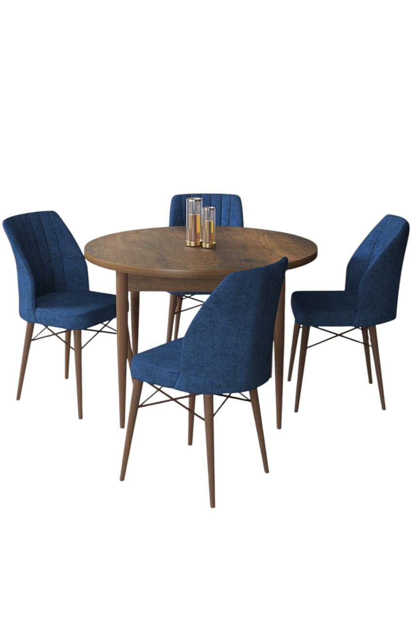 Set masă și scaune (5 bucăți), Hanah Home, Rox, Baroc / Albastru marin - view 2