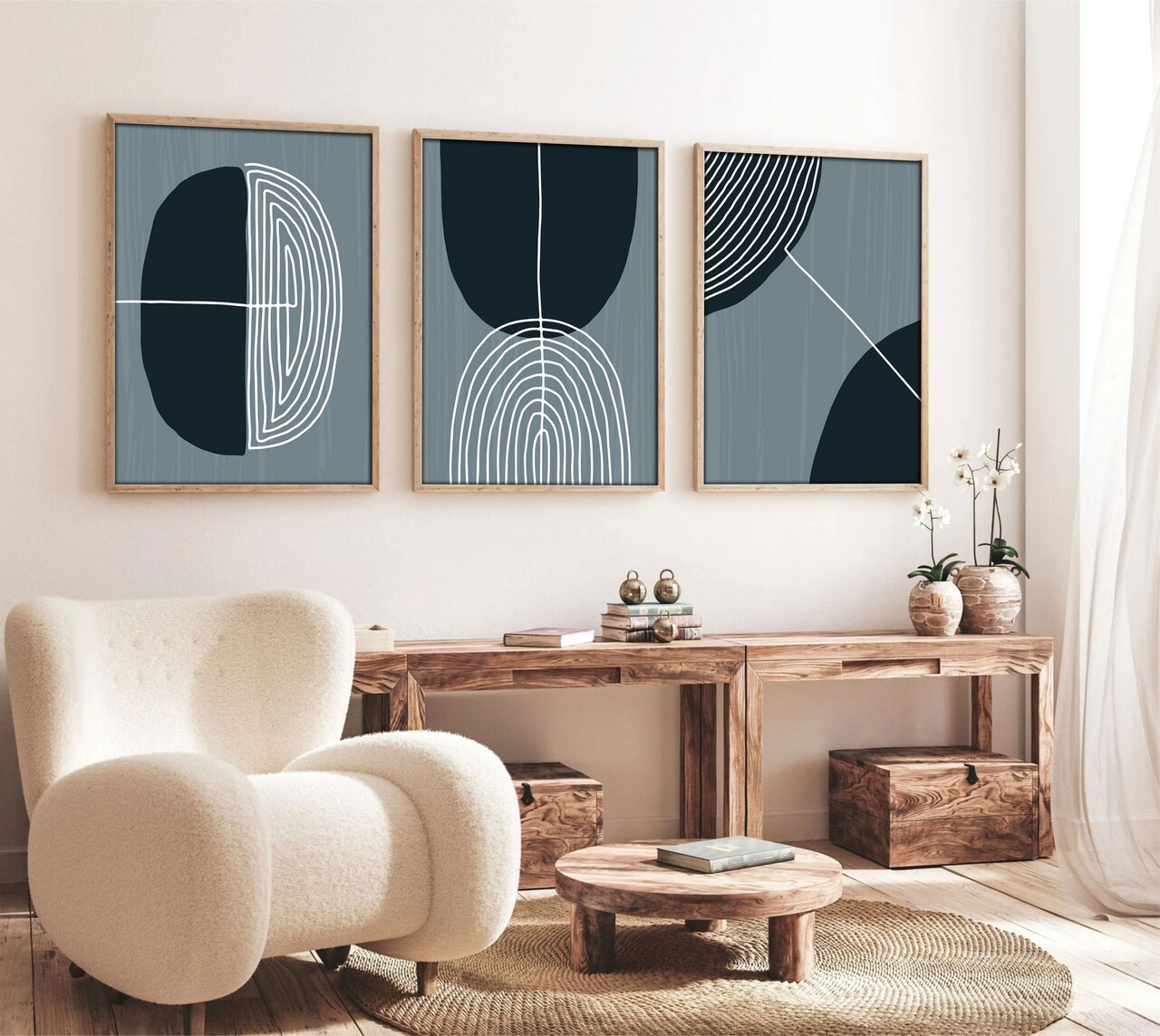 Set 3 tablouri decorative, Huhu214, Cadru: 100% LEMN MASIV (Grosime: 2,5 cm), Multicolor - view 4