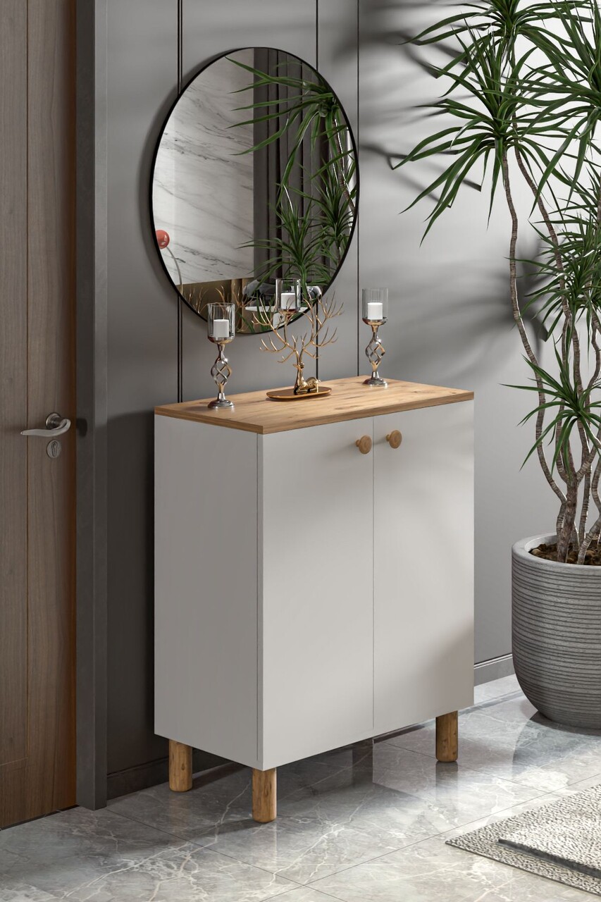 Dulap multifunctional, Hanah Home, Toriva A, 70x91x35 cm, PAL, Pin Atlantic / Alb - view 4