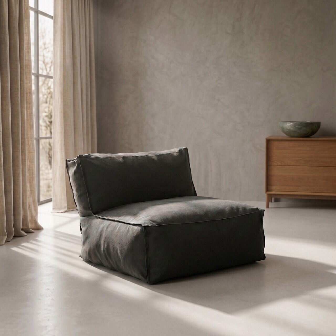 Fotoliu pentru exterior Bagsy, Homla, 95x95x80 cm, olefina/poliester, gri inchis
