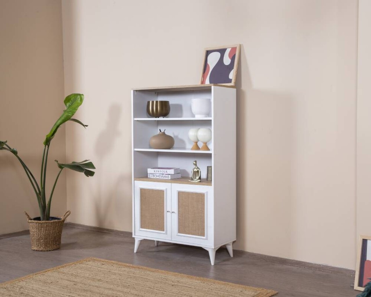Corp biblioteca, Wolina, Mount, 90x158x41 cm, Stejar alb - 2 | YEO