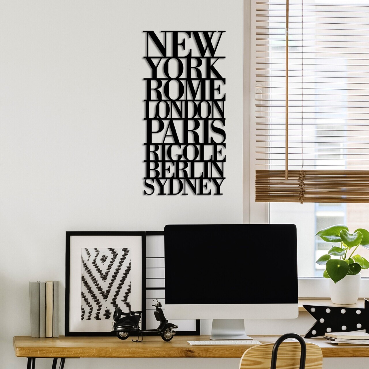 Decoratiune de perete, Capitals, 70 x 35 cm, Negru — imaginea 2