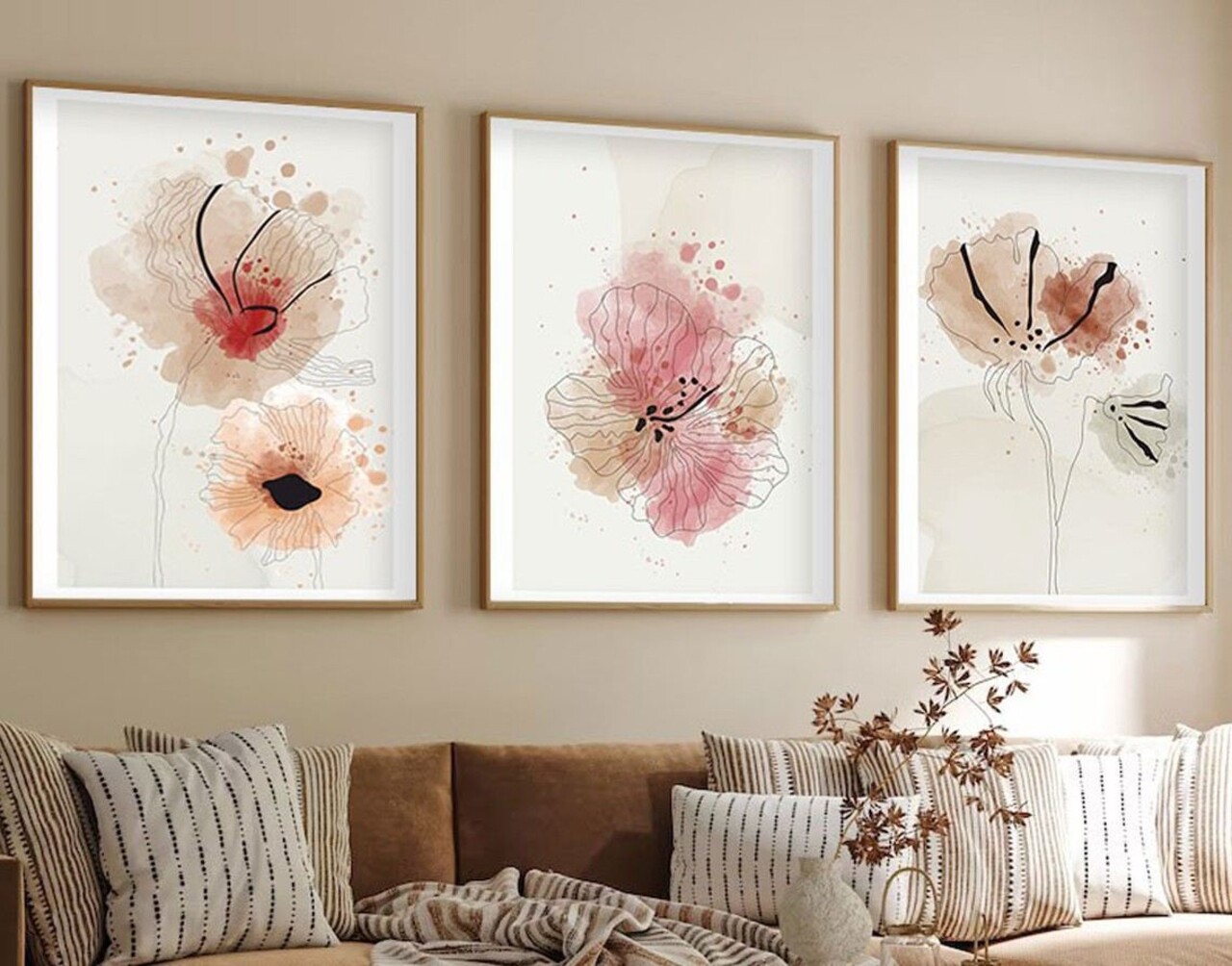 Set 3 tablouri decorative Huhu205 Cadru: 100% LEMN MASIV (Grosime: 25 cm) Multicolor