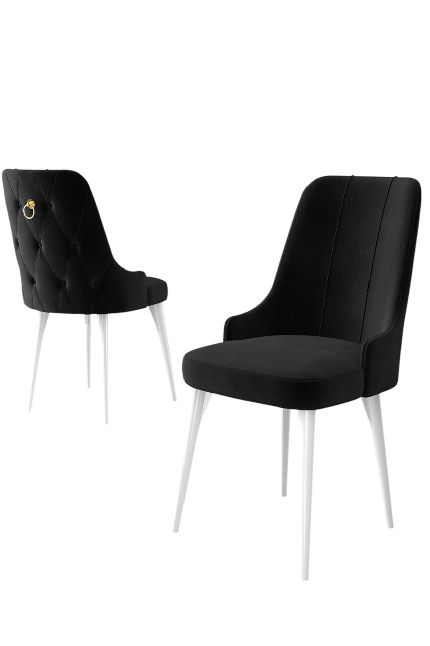 Set scaune 6 piese, Hanah Home, Enoa, Alb/Negru — imaginea 2