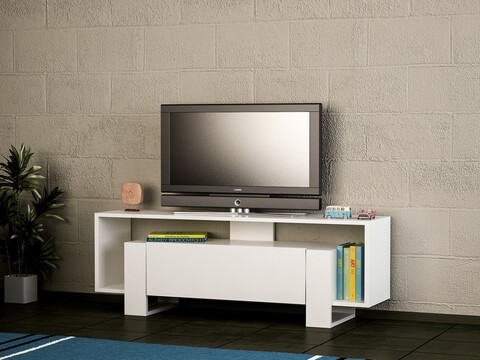 Comoda TV Fever,Woody Fashion, 120×33.2×45.1 cm, alb 120x33.2x45.1