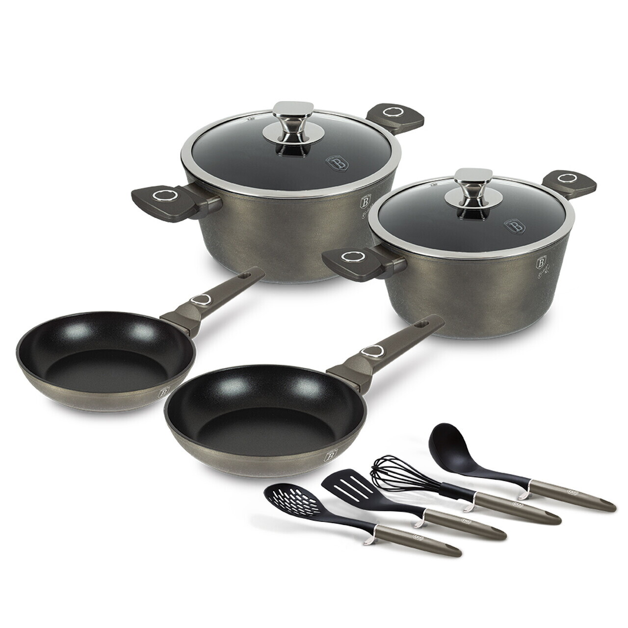 Set pentru gatit Berlinger Haus, Crystal, 10 piese, aluminiu forjat, sampanie - imagine 5
