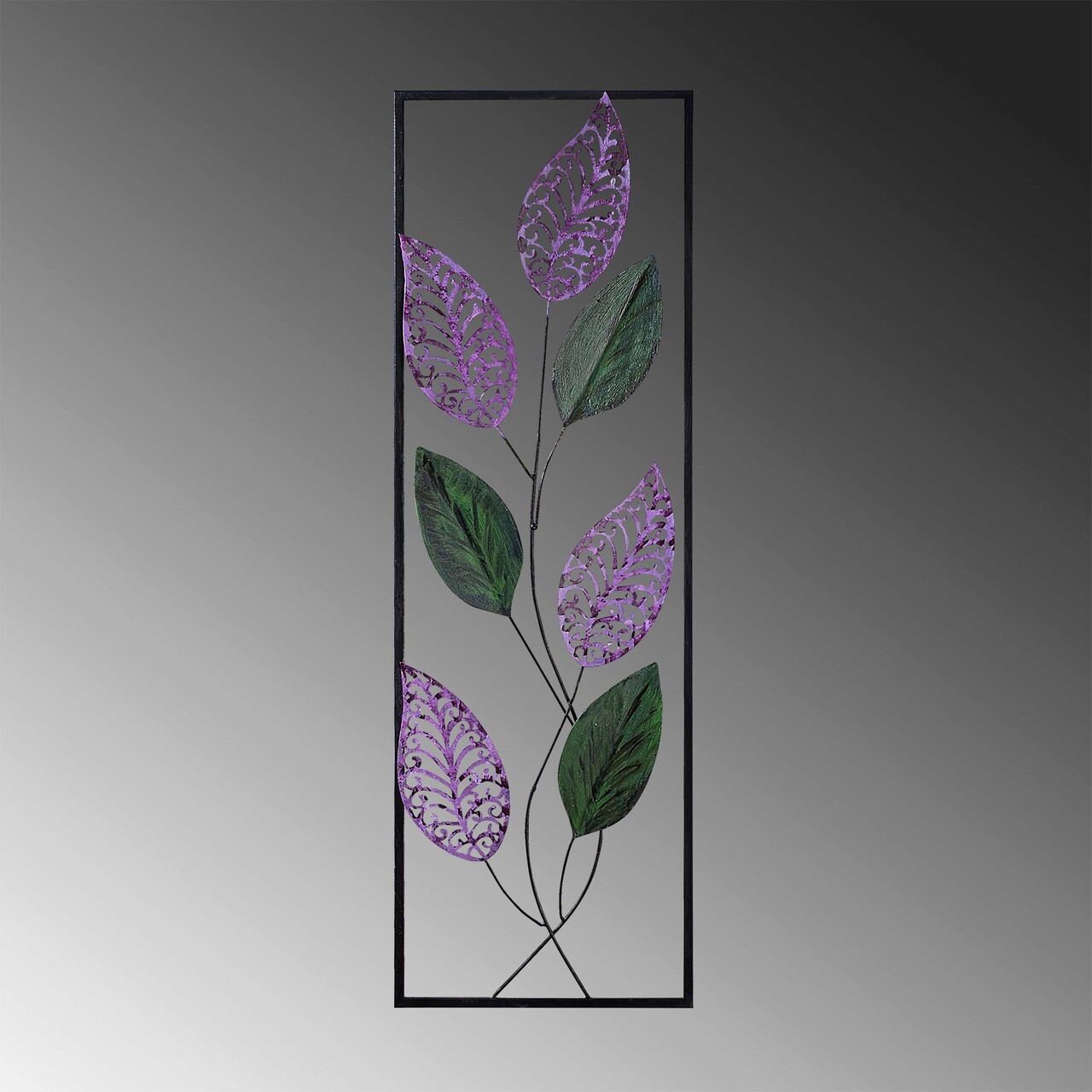 Decoratiune de perete, Leaf, Metal, Dimensiune: 90 x 32 cm, Multicolor