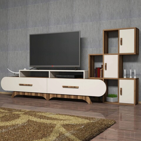 Comoda tv, hommy craft, flora s, 205x50x36.8 cm, nuca / crema