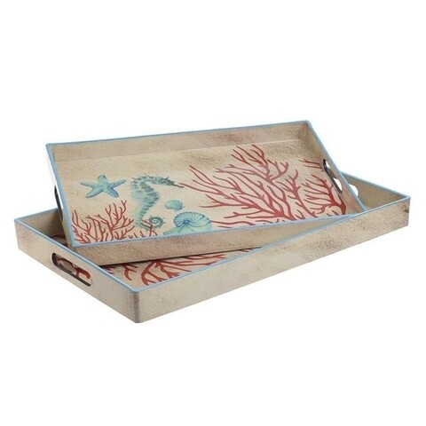 Set 2 tavi pentru servire Coral, InArt, 46x30 cm si 40x25 cm, plastic