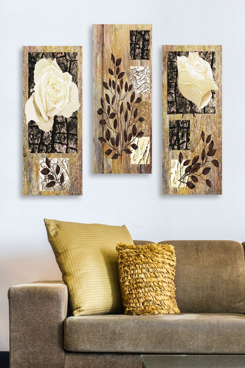 Set 3 tablouri decorative MDF0047 20 x 50 cm 3 piese Multicolor