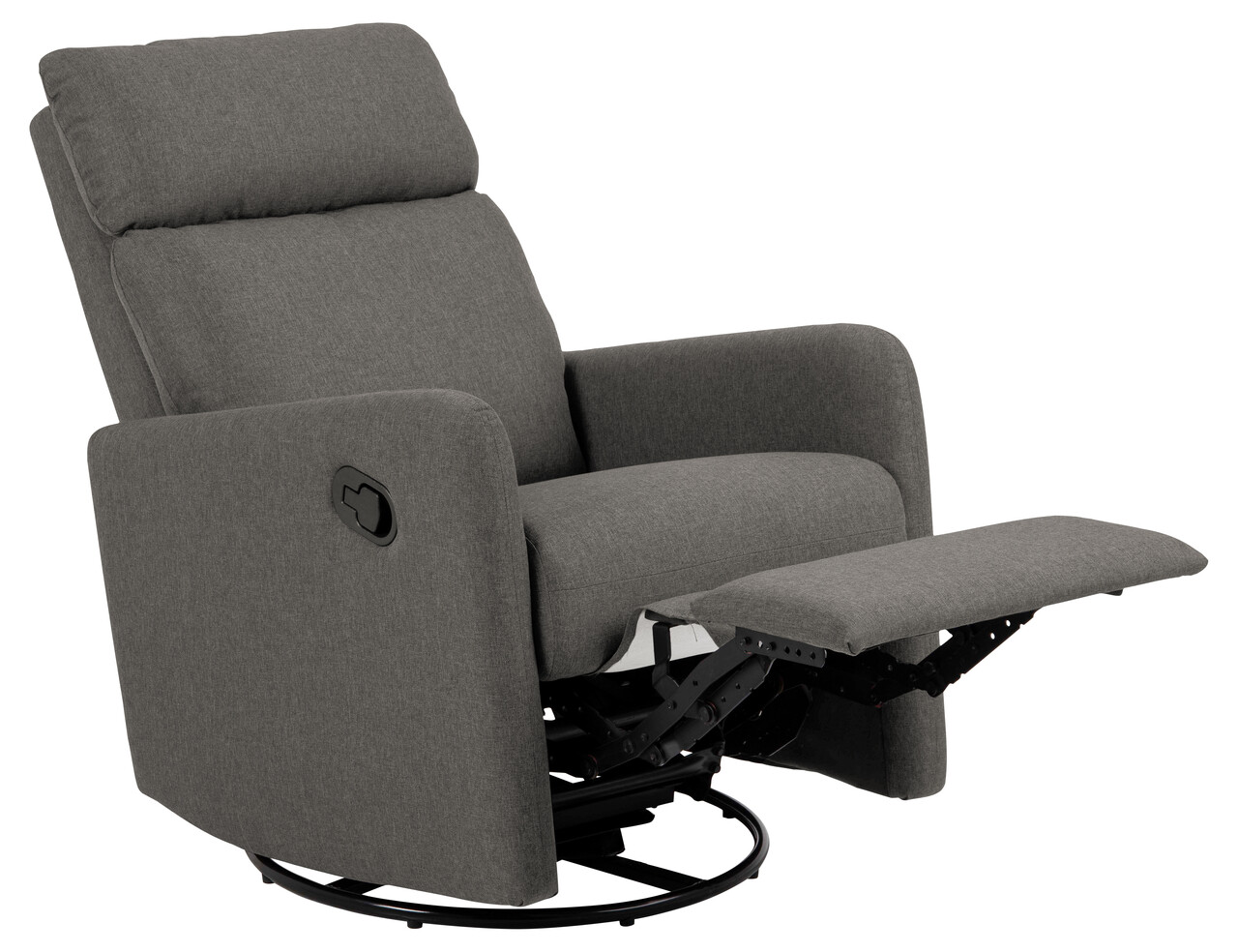 Fotoliu cu recliner Mikkeli, Actona, 67x93.5x99 cm, rotativ, poliester/otel, gri