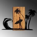 Decoratiune de perete, Surfer Life, Dimensiuni: 57 x 84 cm, Nuc / Negru