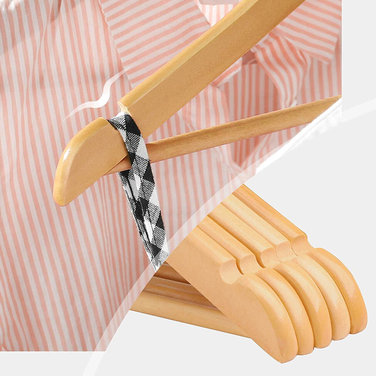 Set 10 umerase copii, Songmics, cu bara pantaloni, max 5 kg, lemn de artar, natur - imagine 6