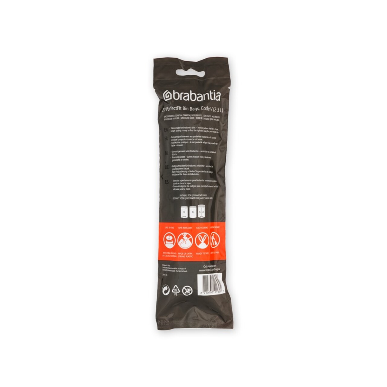 Set 20 saci de gunoi, Brabantia, NewIcon PerfectFit, marimea V, 3 L, nailon, alb - 1 | YEO