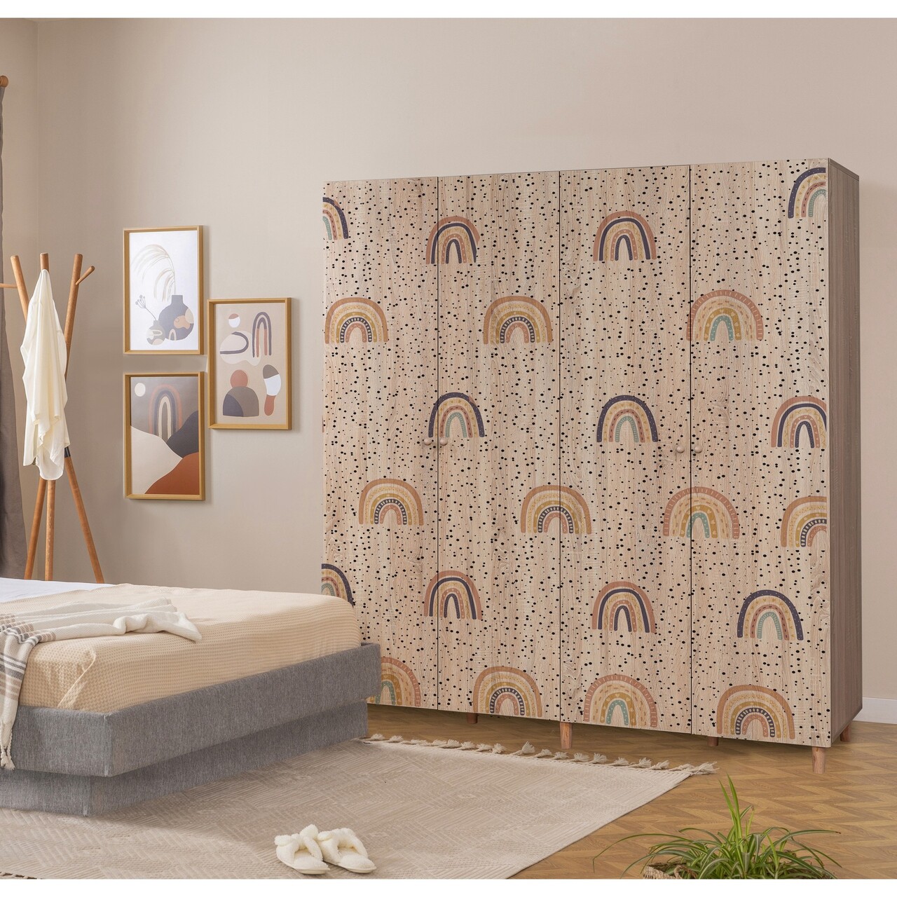 Dulap pentru haine, Vella, Loni 4 -912, 180x192x52 cm, PAL, Sonomo
