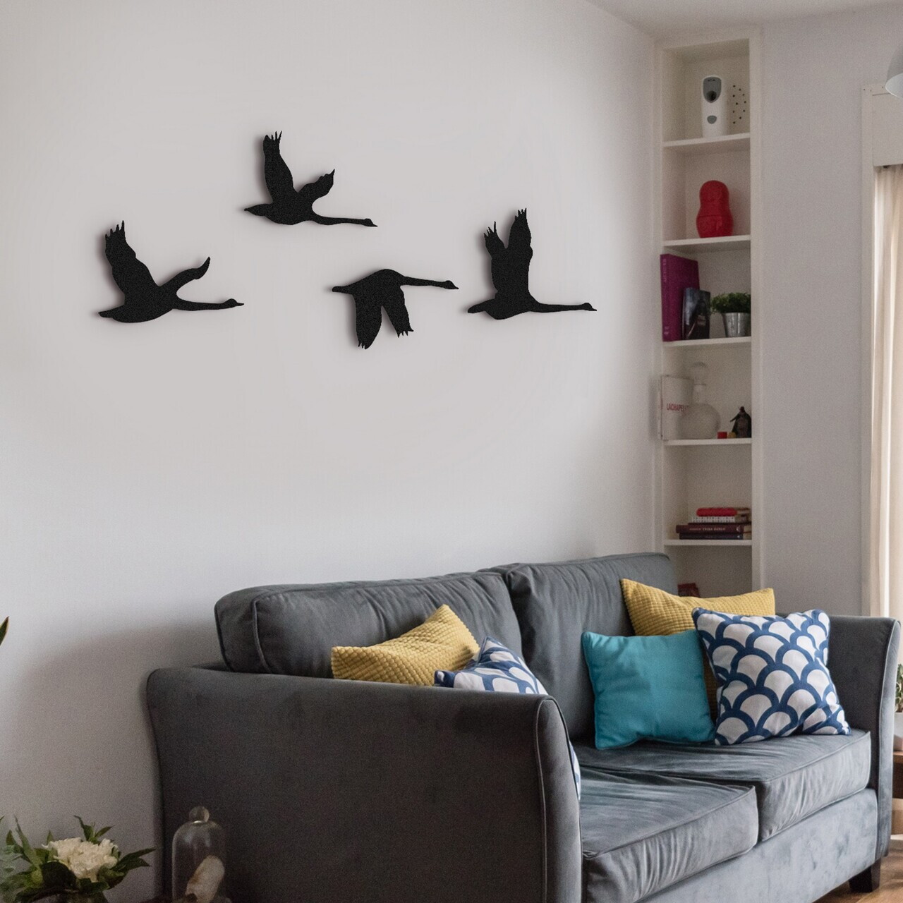 Set de accesorii decorative de perete din metal, DK-FLY-BR103, Dimensiune: 31 x 18 cm (1 bucată), Negru