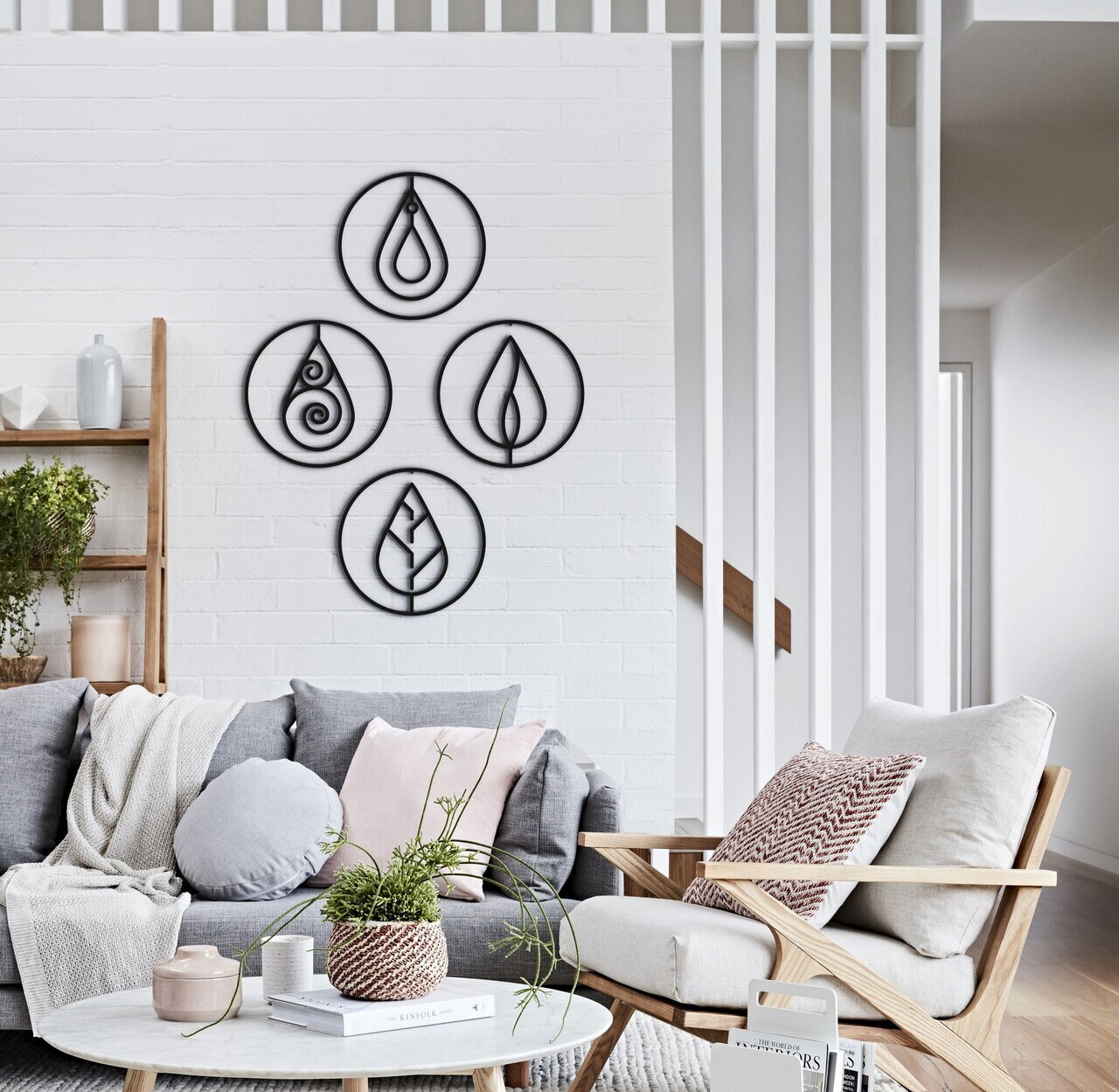 Set de accesorii decorative de perete din metal, DK-ELT-003, Dimensiune: 40 x 40 x 0,15 cm (4 bucăți), Negru — imaginea 2