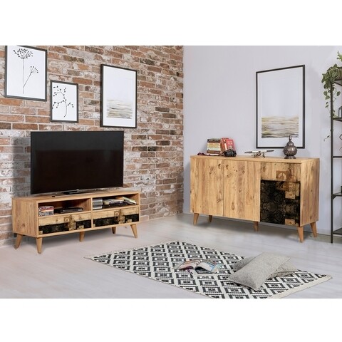 Set mobilier living 2 piese, comoda si comoda tv, motto 2-764, vella, atlantic pine