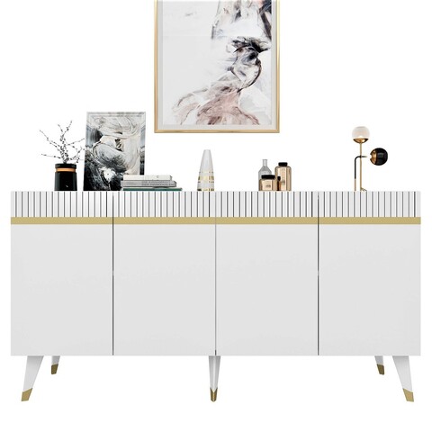 Set mobilier living, Olivia, Defne, PAL , Alb/Auriu