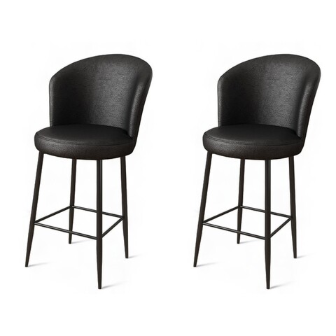 Set scaun de bar (2 bucăți), Charlotte, Uras, Metal, Negru