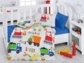 Lenjerie de pat pentru copii, 4 piese, 100% bumbac ranforce, Cotton Box, Masini