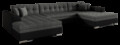 Coltar extensibil 5 locuri, ELTAP, Vento, 359x165x87 cm, lemn/poliester, gri inchis/negru